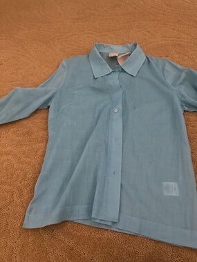 Sigrid Olsen Sport Petite Button-Front Top in Aqua